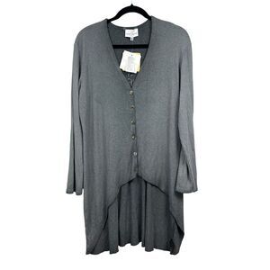 Belle France Women Draped Cardigan Sweater Sequin Embellished High Low Hem XL*